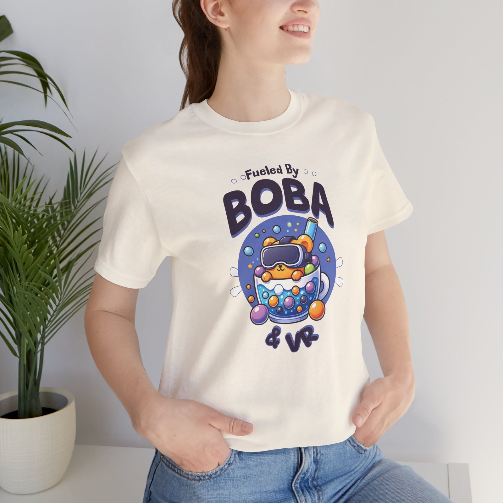 Fueled by Boba & VR Short Sleeve Tee, Fun Unisex T-Shirt, Perfect Gift for Gamers, Bubble Tea Lovers, Virtual Reality Casual Wear - Image 13