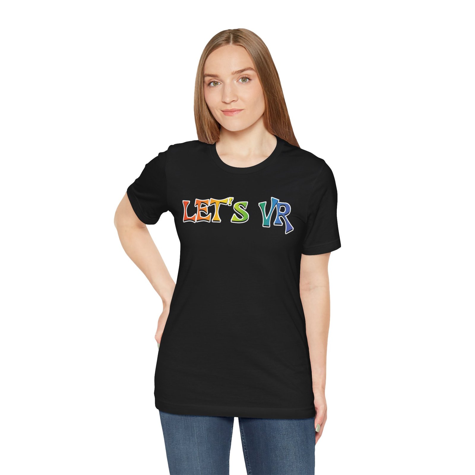 Unisex Rainbow Let's VR Vibe Tee, Virtual Reality Shirt, Gamer Apparel, Tech Lover Gift, Fun Graphic Tee, Perfect for Game Nights - Image 10