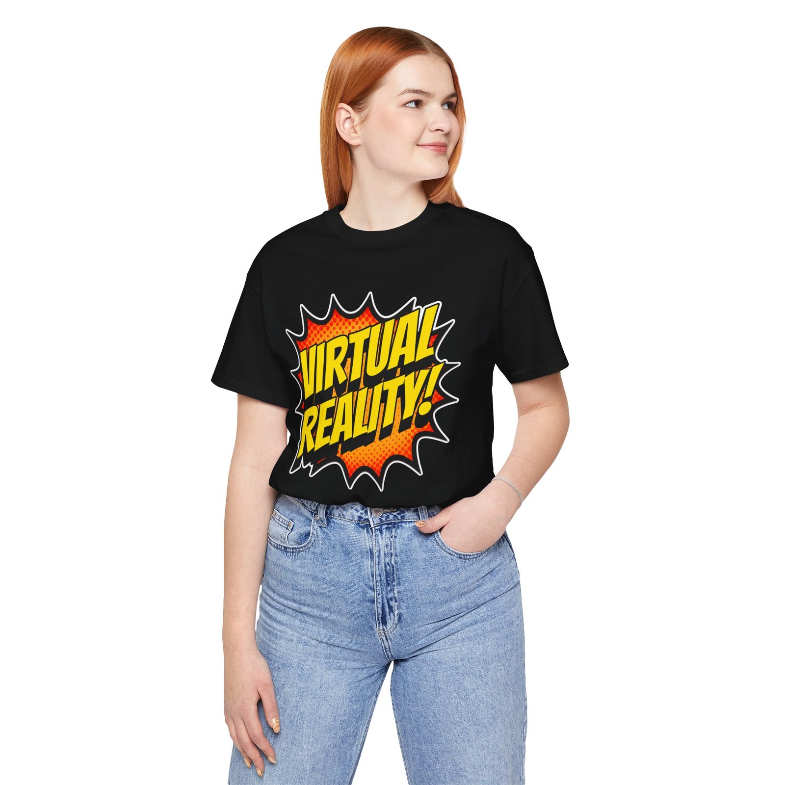 Virtual Reality Comic Burst Unisex Jersey, Short Sleeve VR Tee, Superhero Gamer T-Shirt - Image 12