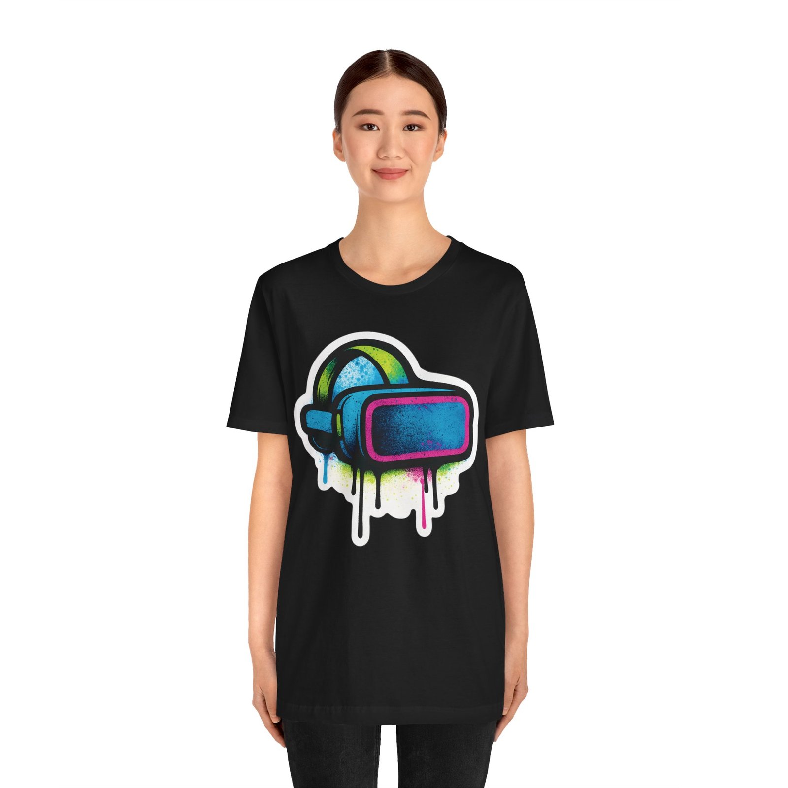 Graffiti VR Headset Graphic Tee, Stylish Gift for Gamers, Unisex Virtual Reality Shirt, Street Art, Urban, Edgy, Tech Enthusiast Apparel - Image 9