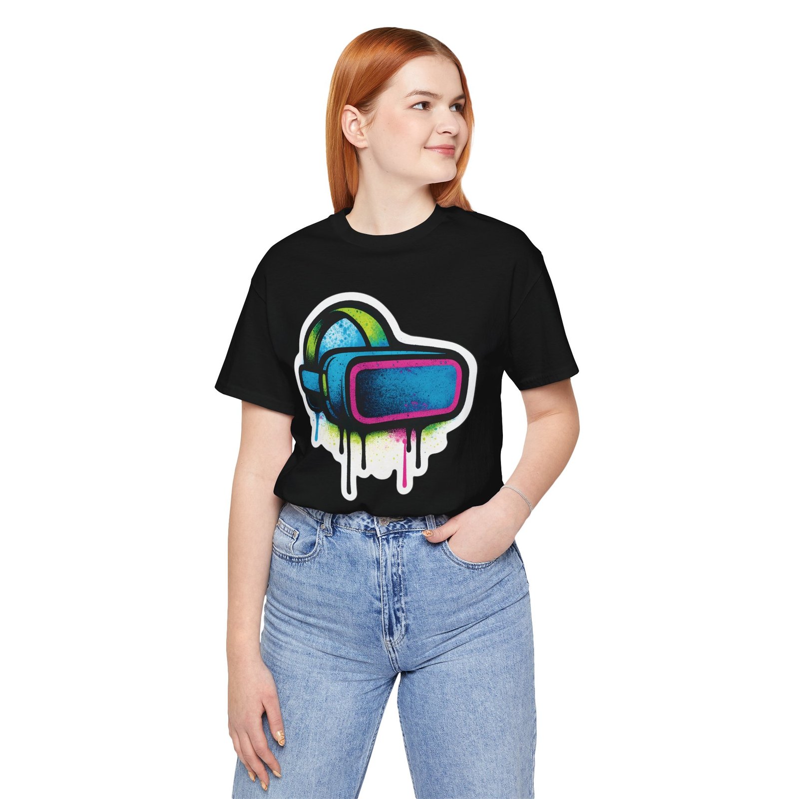Graffiti VR Headset Graphic Tee, Stylish Gift for Gamers, Unisex Virtual Reality Shirt, Street Art, Urban, Edgy, Tech Enthusiast Apparel - Image 12