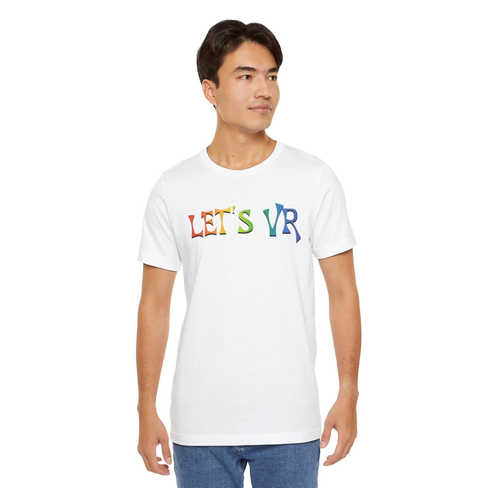 Unisex Rainbow Let's VR Vibe Tee, Virtual Reality Shirt, Gamer Apparel, Tech Lover Gift, Fun Graphic Tee, Perfect for Game Nights - Image 5