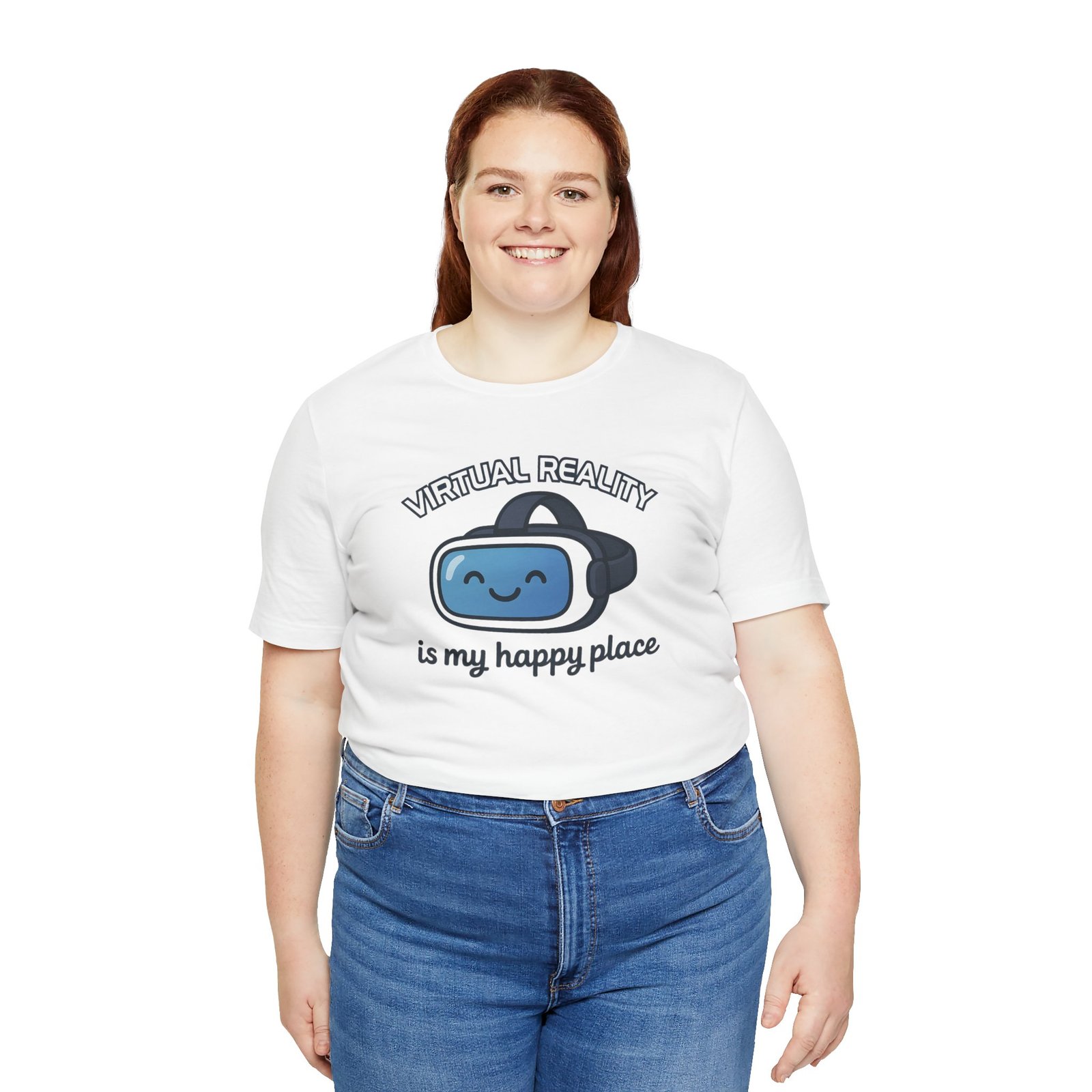 Virtual Reality Is My Happy Place Unisex Tee - Perfect for VR Gamers, Tech Lovers, and Casual Wear, Great Gift for Birthdays and Holidays - Image 7