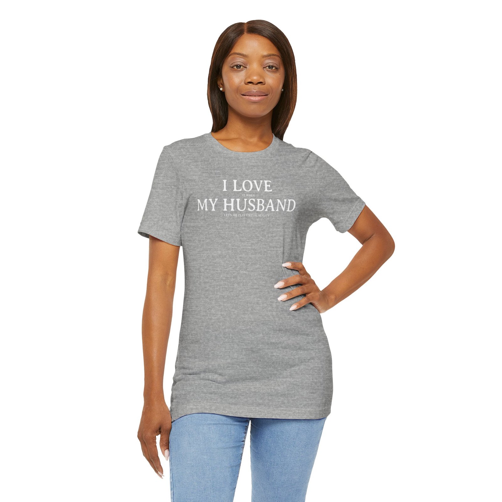 I Love It When My Husband Lets Me Play Virtual Reality Short Sleeve Tee, Cute VR Shirt, Everyday Gamer Wear, Relationship Tee, Tech Lover Apparell - Image 14