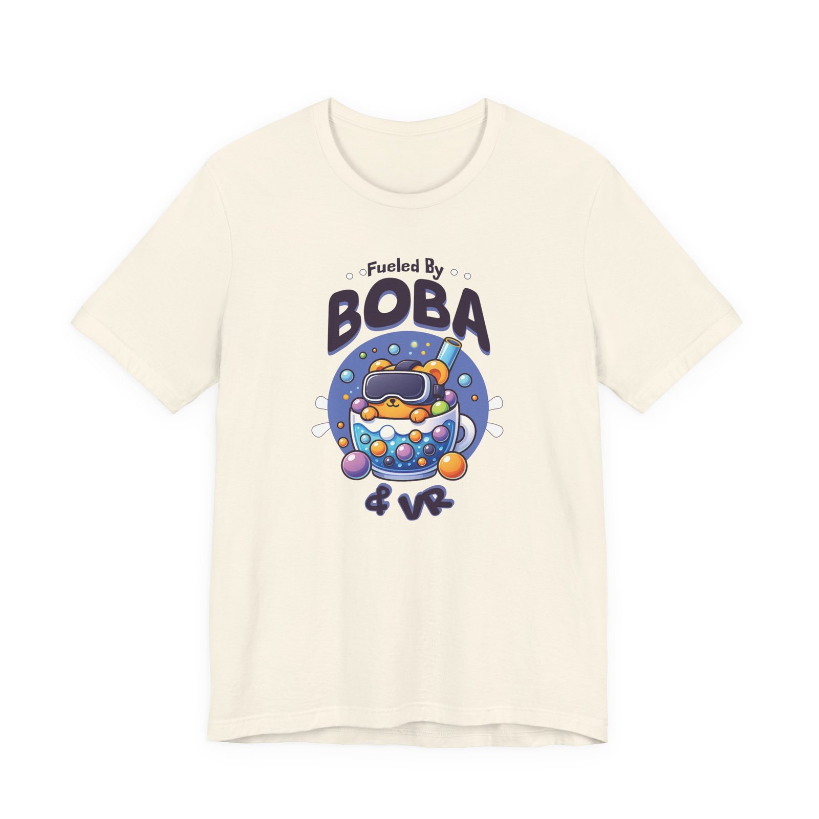 Fueled by Boba & VR Short Sleeve Tee, Fun Unisex T-Shirt, Perfect Gift for Gamers, Bubble Tea Lovers, Virtual Reality Casual Wear - Image 8