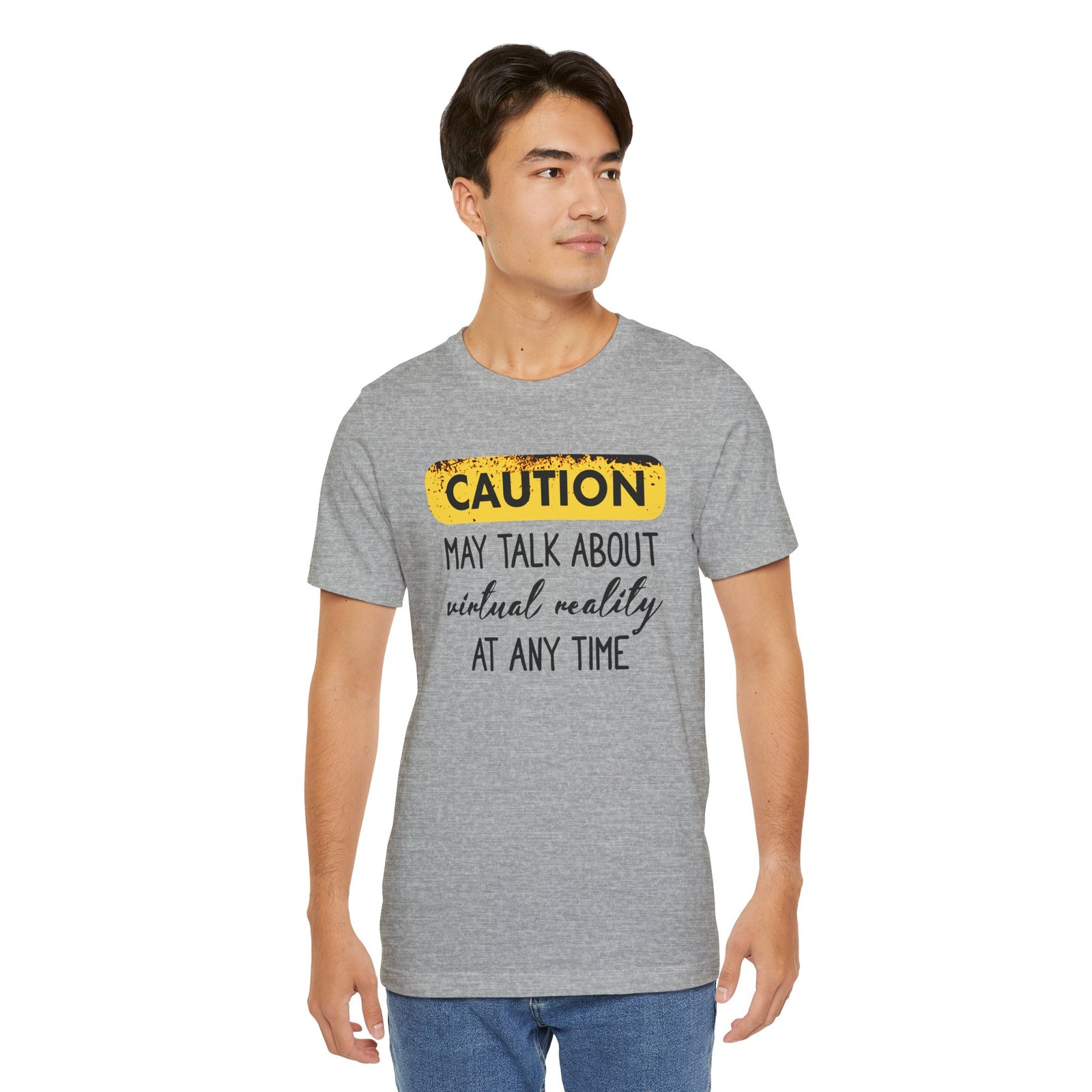 Caution: May Talk About Virtual Reality Tee, Fun Graphic T-Shirt, Gift for Gamers, Unisex Casual Wear, Perfect for Tech Lovers, VR Gaming Apparel - Image 12
