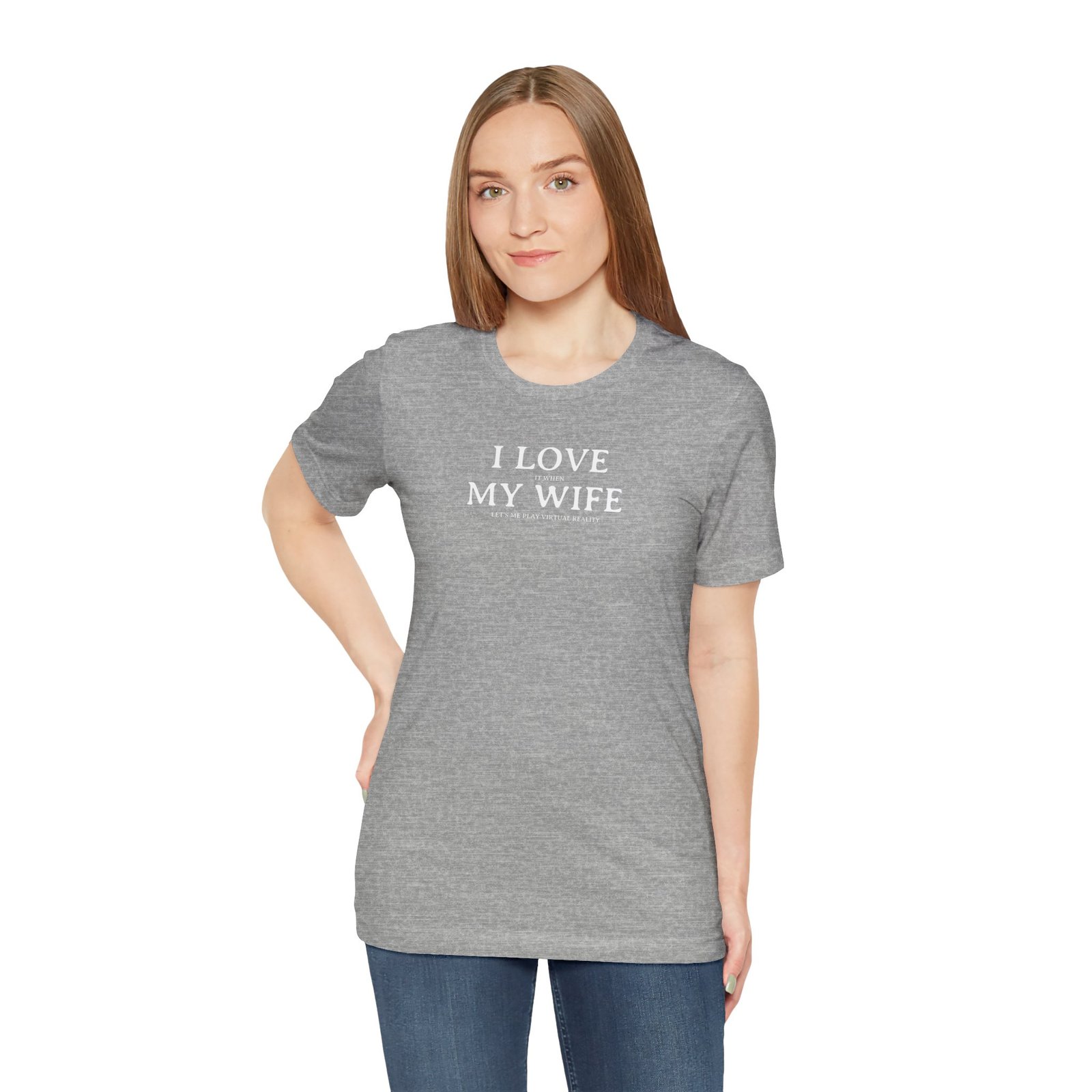 I Love My Wife (Especially When She Lets Me Play VR) Short Sleeve Tee, Cute Couples Gift, Virtual Reality Shirt, Funny VR T-Shirt, Everyday Wear, Relationship Tee - Image 12