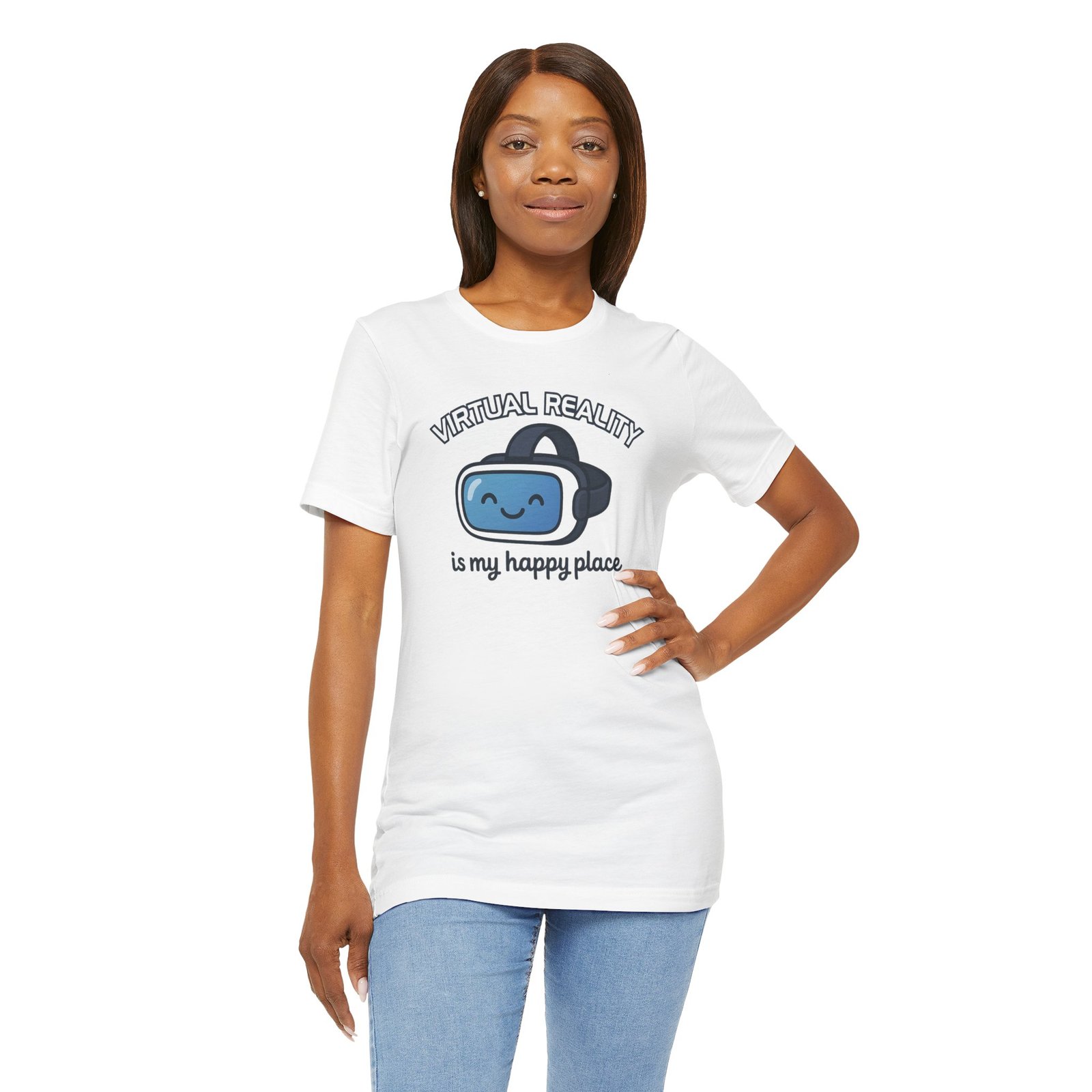 Virtual Reality Is My Happy Place Unisex Tee - Perfect for VR Gamers, Tech Lovers, and Casual Wear, Great Gift for Birthdays and Holidays - Image 11