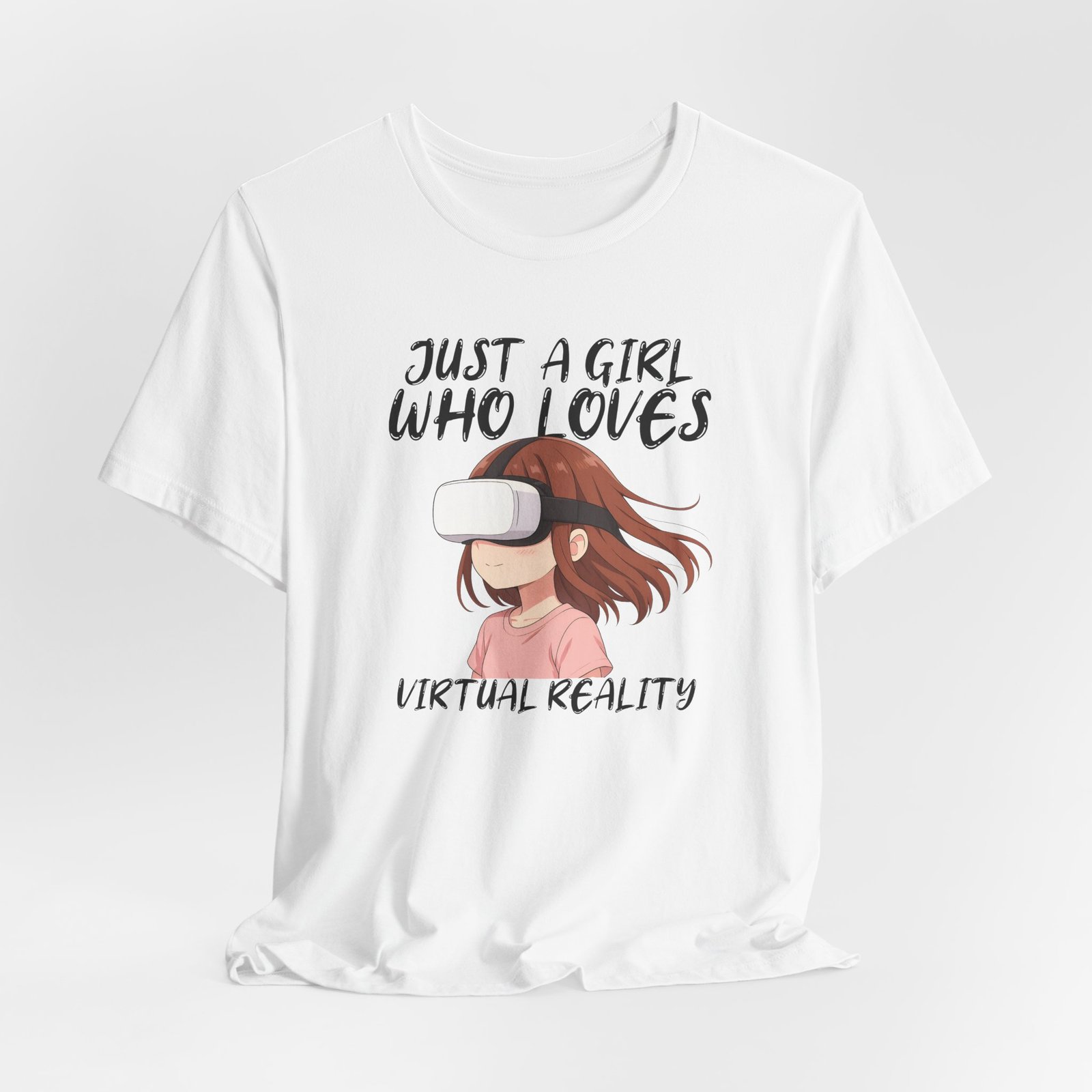 Virtual Reality Enthusiast Tee - Just a Girl Who Loves VR, Gamer Gift, Anime Style T-Shirt, Gift for Her, Casual Wear, Unique Graphic Shirt