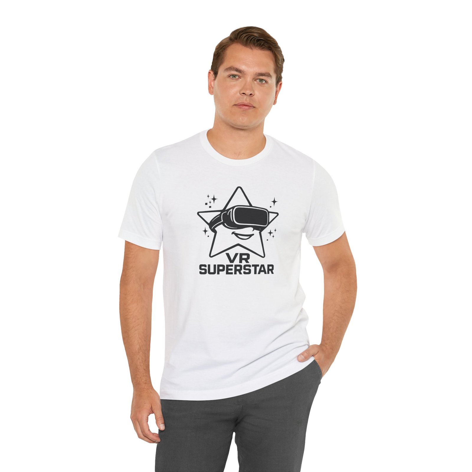 VR Superstar Unisex T-Shirt, Gaming Apparel, Virtual Reality Gift, Casual Wear, Gamer Tee, Fun Graphic Tee - Image 3