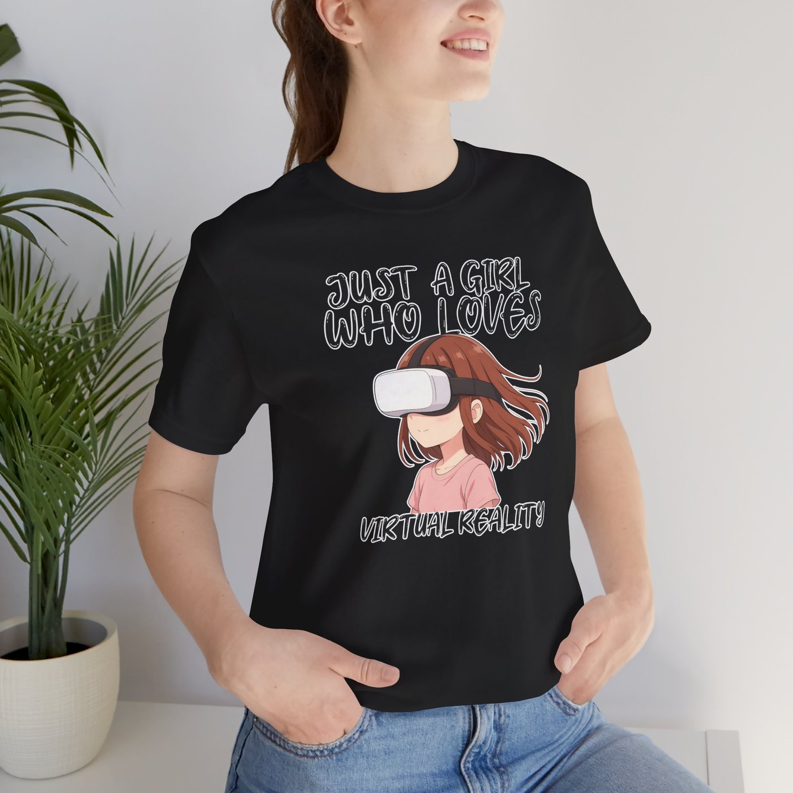 Virtual Reality Enthusiast Tee - Just a Girl Who Loves VR, Gamer Gift, Anime Style T-Shirt, Gift for Her, Casual Wear, Unique Graphic Shirt - Image 13