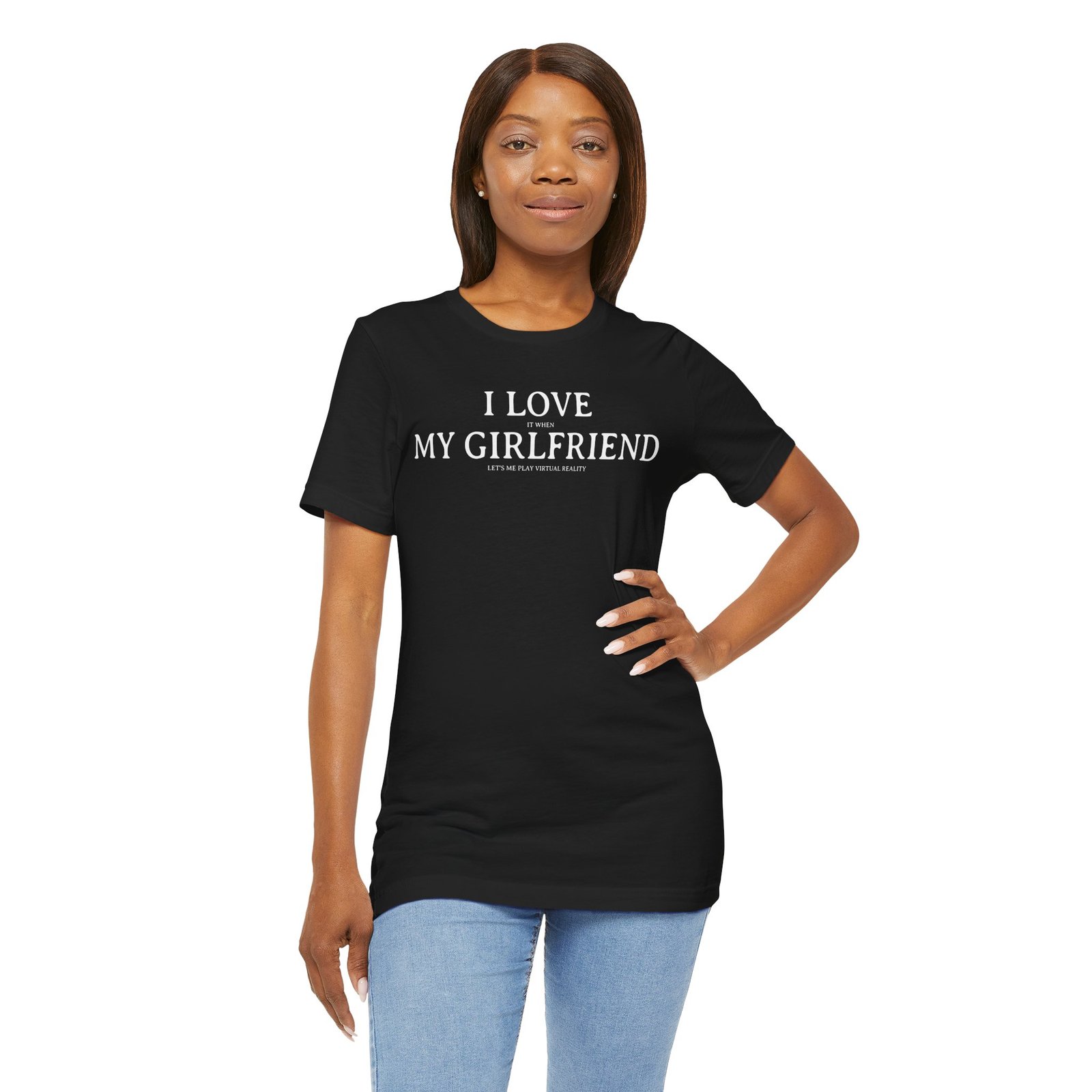 I Love It When My Girlfriend Lets Me Play Virtual Reality Short Sleeve Tee, Cute Couples Gift, VR Shirt, Gamer Wear, Funny Relationship Tee - Image 9