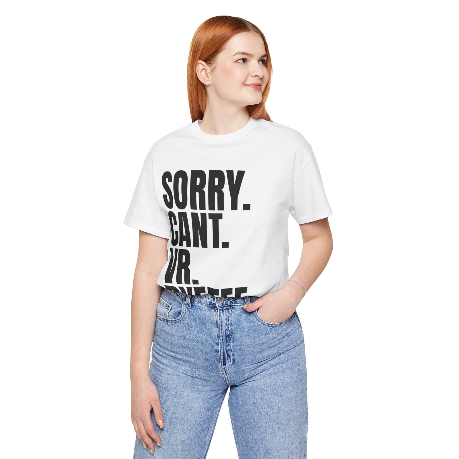 Sorry. Can't. VR. Funny Unisex Jersey Tee - Quirky Humor Shirt, Casual Wear for Gamers, Virtual Reality Apparel, Everyday Style, Graphic Tee - Image 5
