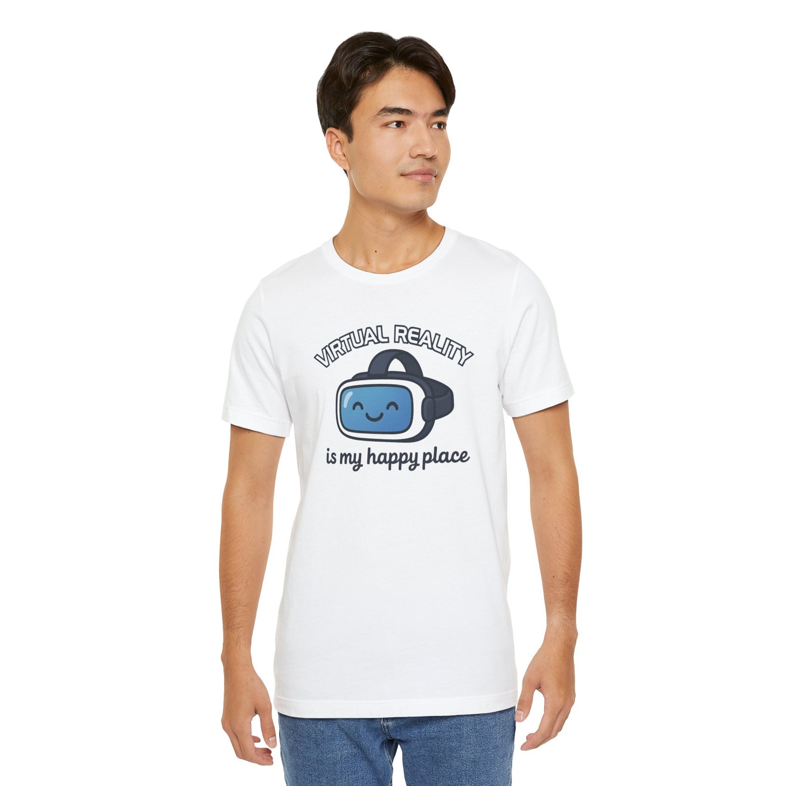 Virtual Reality Is My Happy Place Unisex Tee - Perfect for VR Gamers, Tech Lovers, and Casual Wear, Great Gift for Birthdays and Holidays - Image 10
