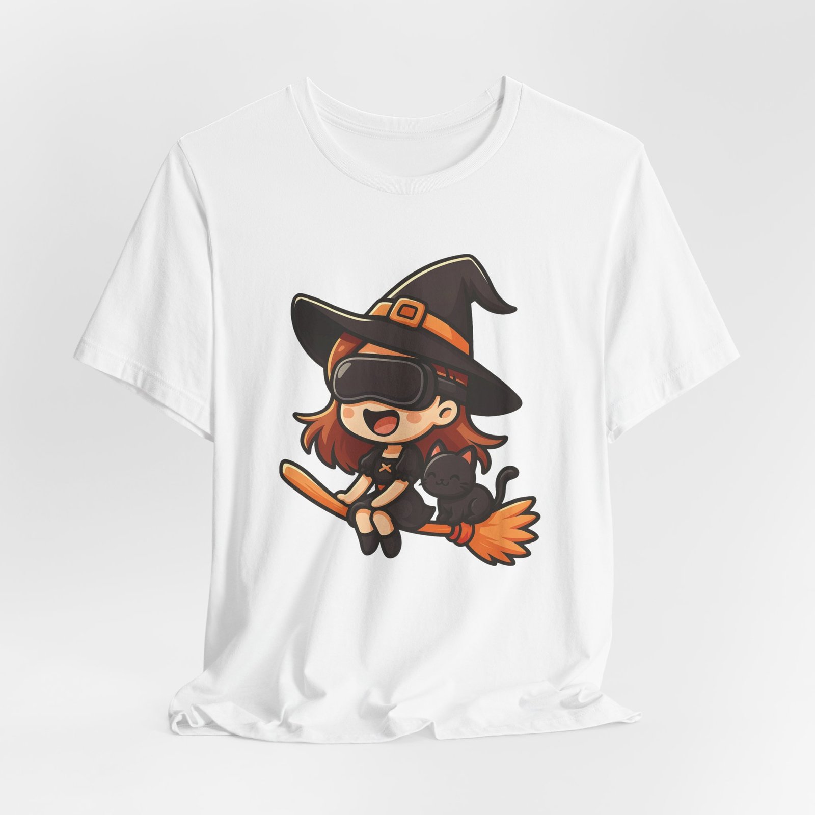 Cute Witch VR Unisex Tee, Halloween Shirt, Gamer Gift, Witch Lover Top, Spooky Costume T-shirt, Fun Graphic Tee