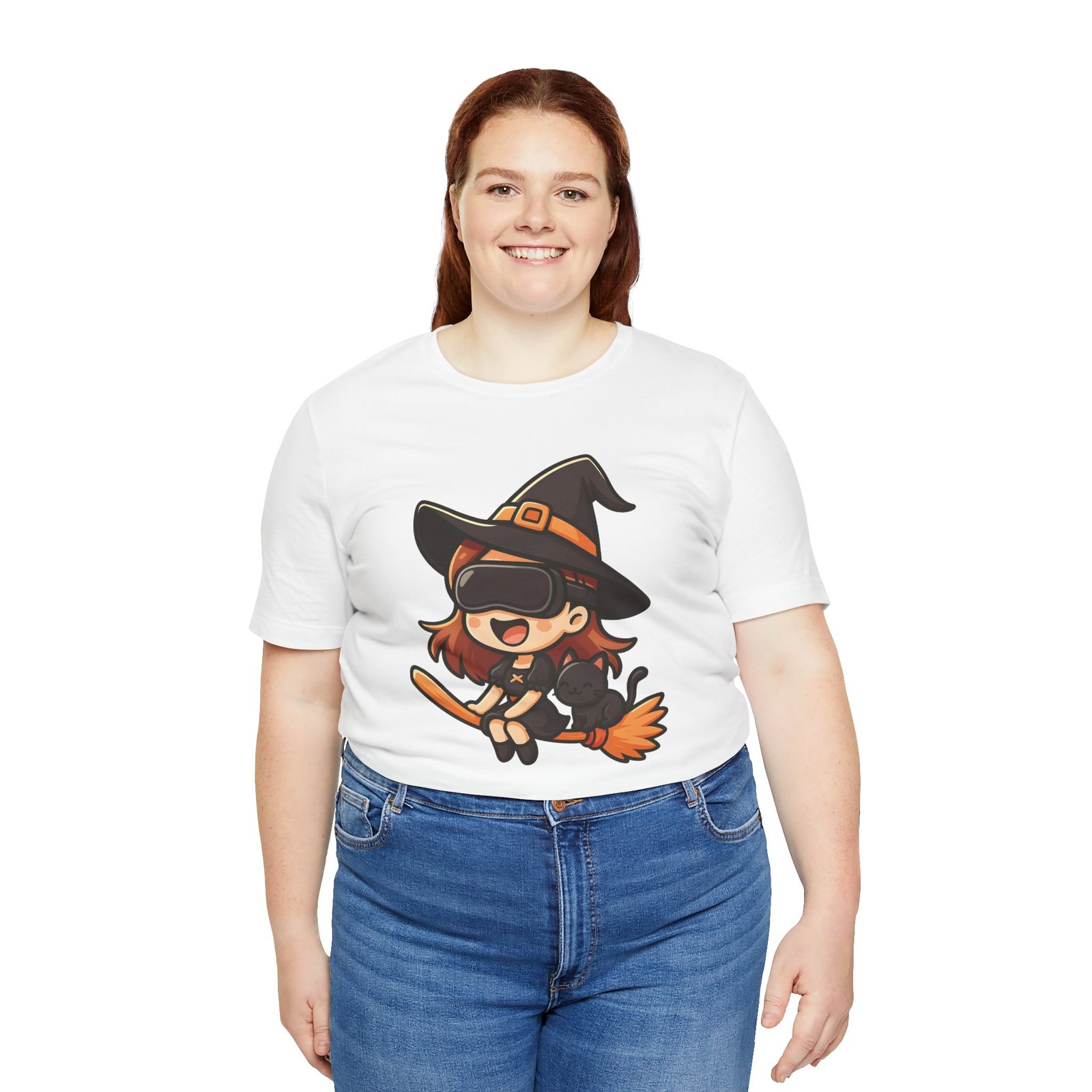 Cute Witch VR Unisex Tee, Halloween Shirt, Gamer Gift, Witch Lover Top, Spooky Costume T-shirt, Fun Graphic Tee - Image 4