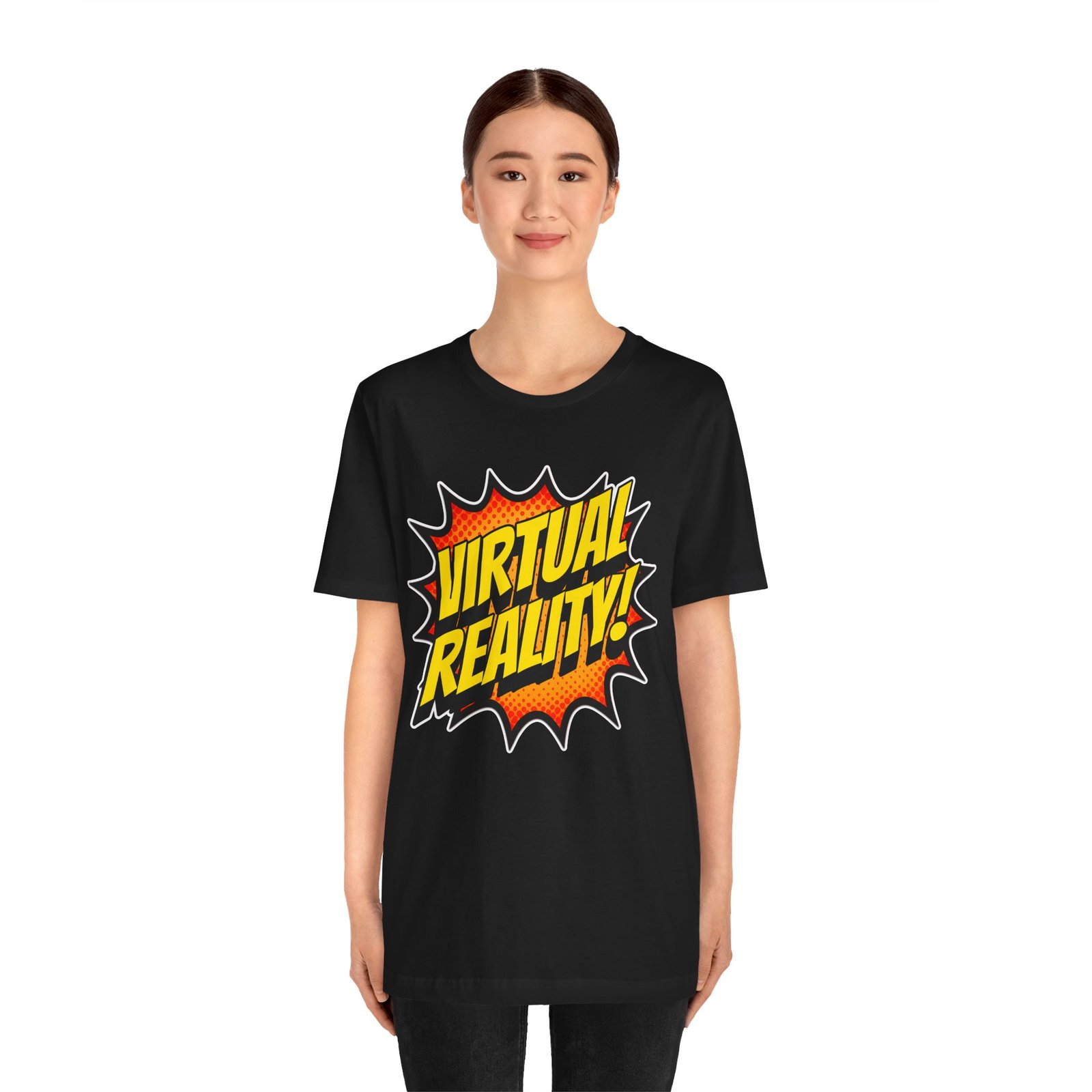 Virtual Reality Comic Burst Unisex Jersey, Short Sleeve VR Tee, Superhero Gamer T-Shirt - Image 9