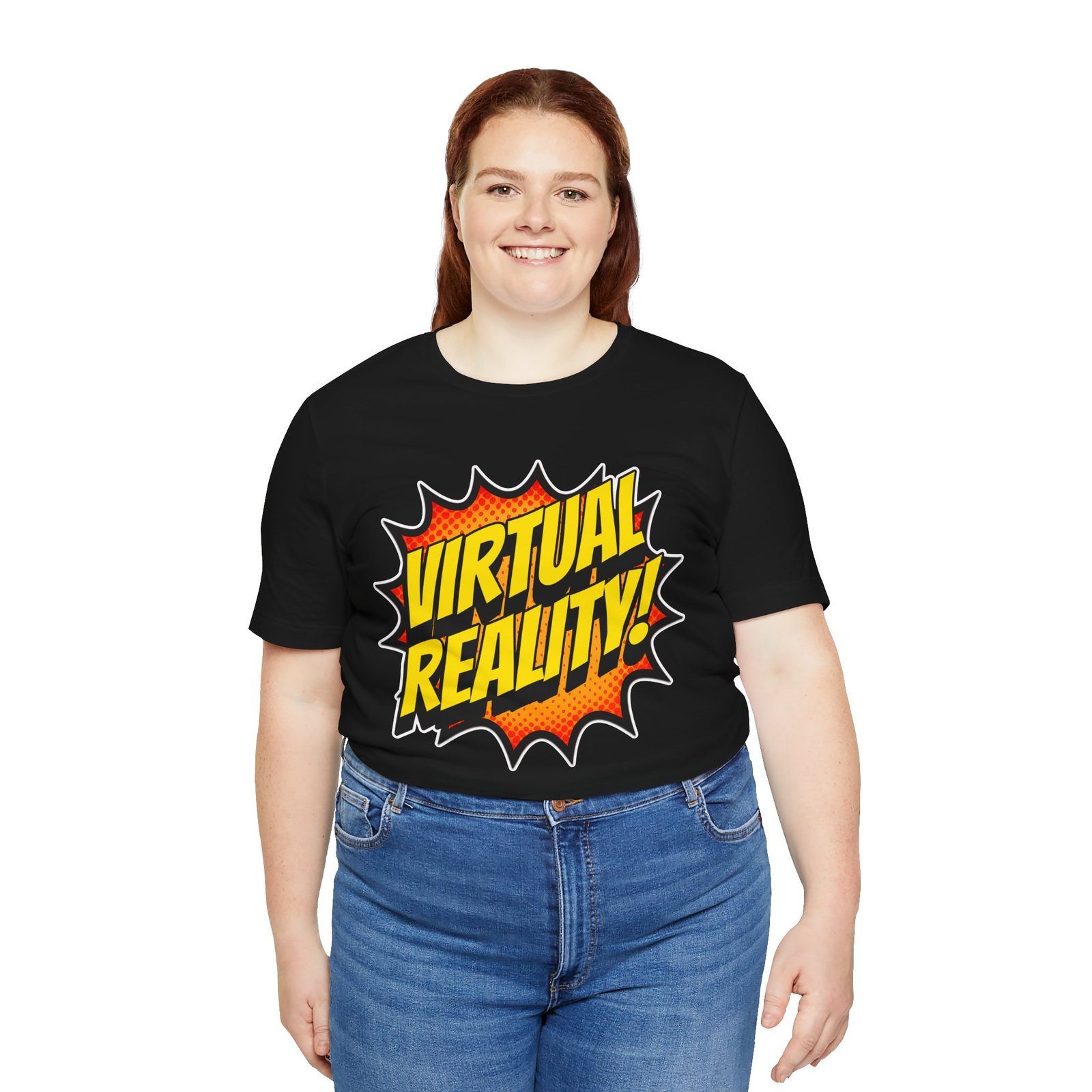 Virtual Reality Comic Burst Unisex Jersey, Short Sleeve VR Tee, Superhero Gamer T-Shirt - Image 11