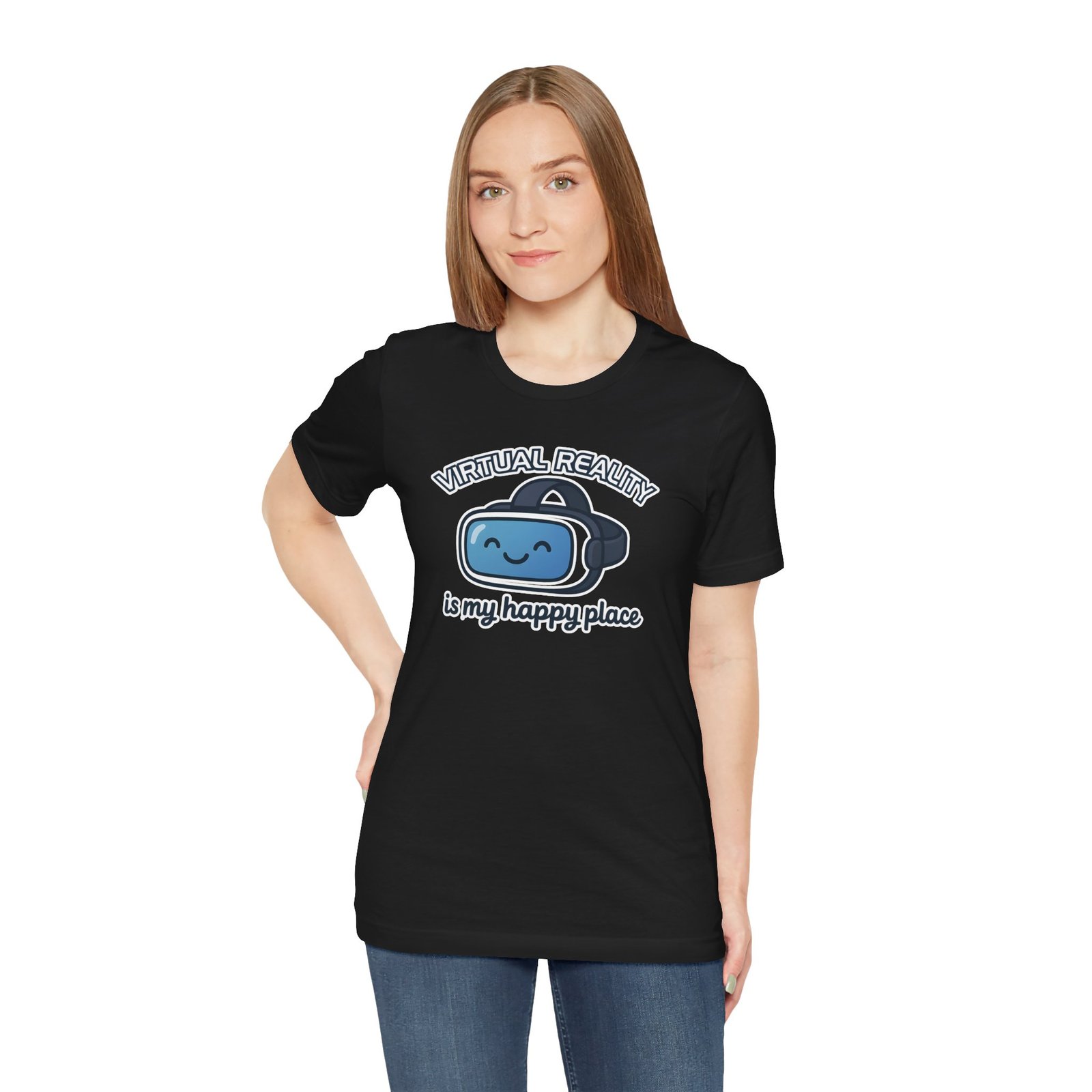 Virtual Reality Is My Happy Place Unisex Tee - Perfect for VR Gamers, Tech Lovers, and Casual Wear, Great Gift for Birthdays and Holidays - Image 17