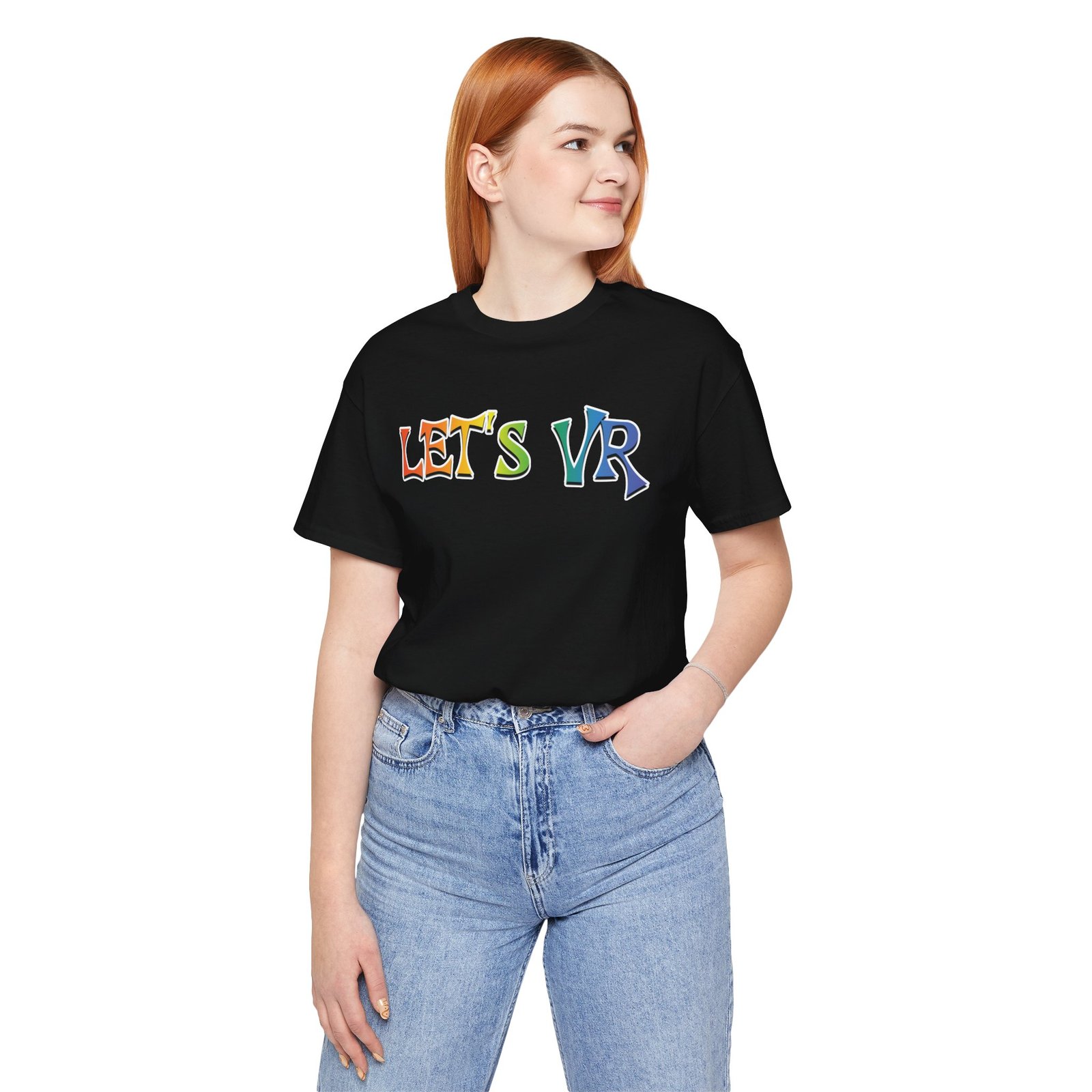 Unisex Rainbow Let's VR Vibe Tee, Virtual Reality Shirt, Gamer Apparel, Tech Lover Gift, Fun Graphic Tee, Perfect for Game Nights - Image 12