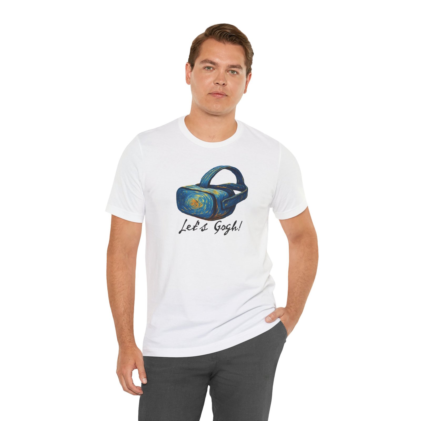 Let's Gogh! VR Unisex Tee – Funny VR Shirt, Art Lover Gift, VR Gamer Gift, Van Gogh Inspired Apparel, VR Fan Merchandise - Image 2