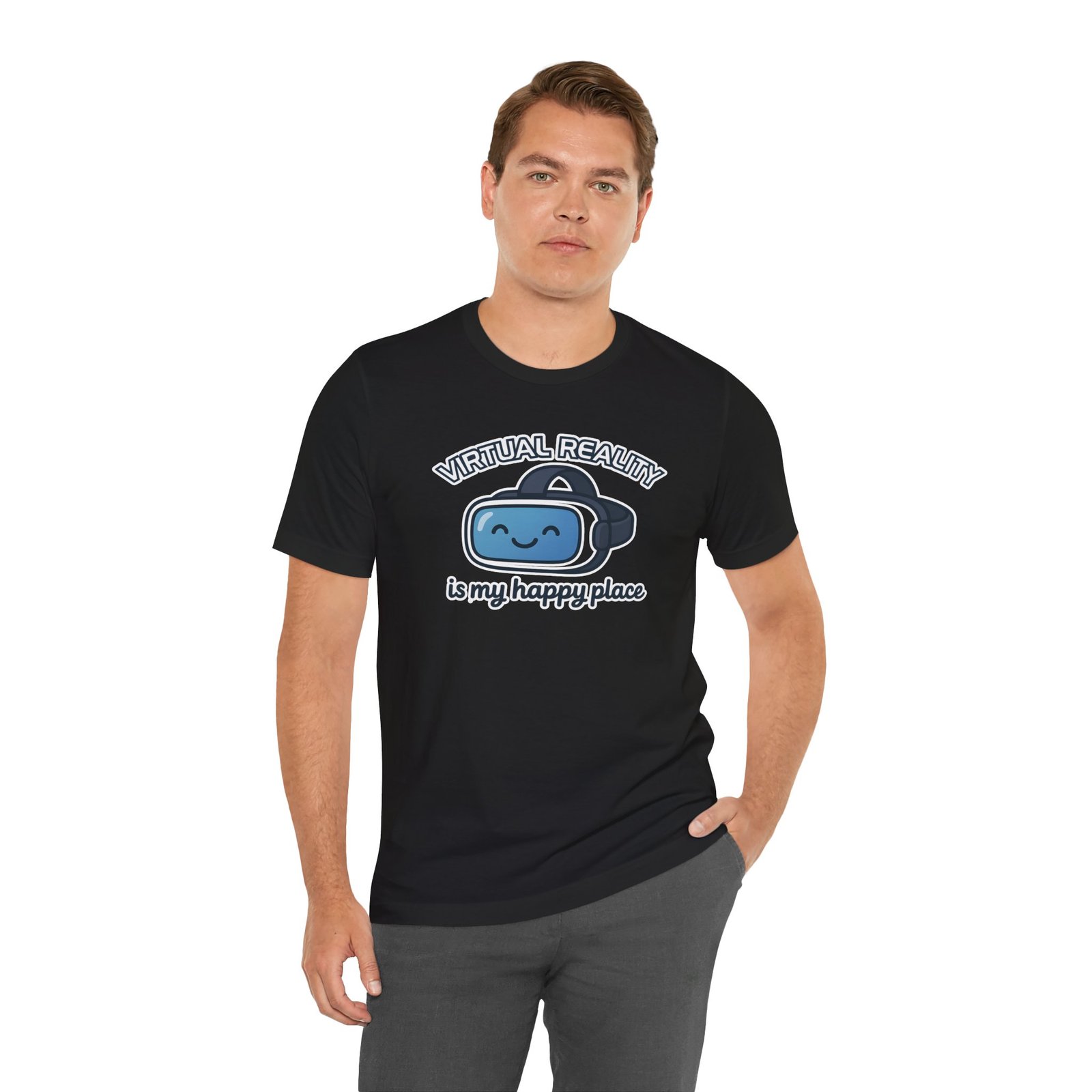 Virtual Reality Is My Happy Place Unisex Tee - Image 9