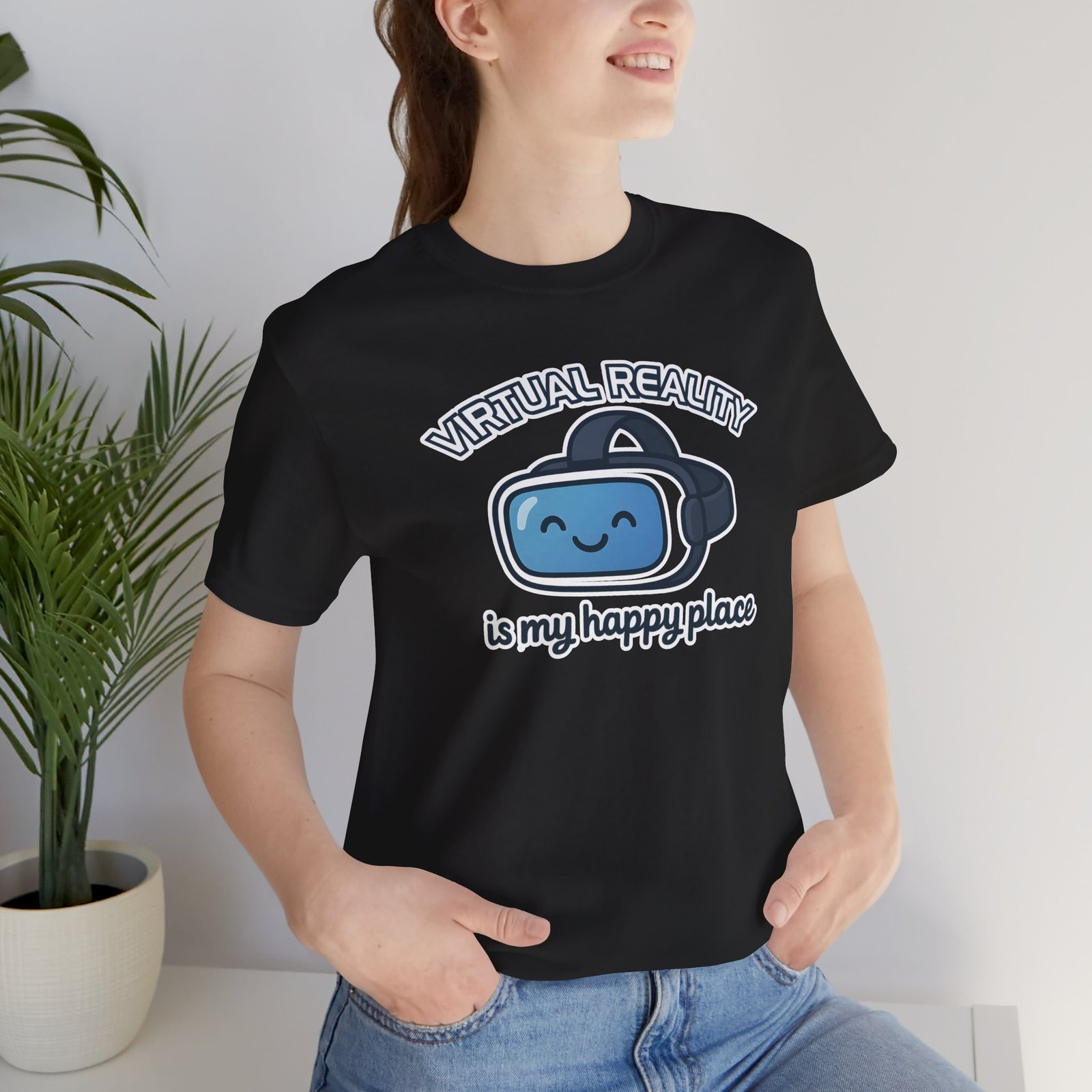 Virtual Reality Is My Happy Place Unisex Tee - Image 12